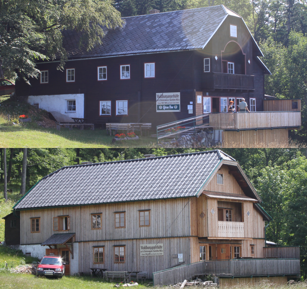 Abbildung 6: Ein Vergleich: Die Waldburgangerhütte 2011 und 2015