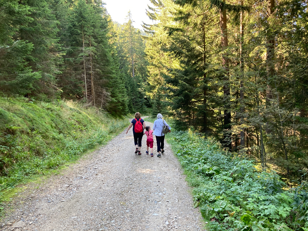 Abbildung 10: Meine Wander-Damen von hinten auf dem Waldweg in Richtung Steyersberger Schwaig