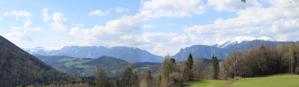 Abbildung 11:
      Der Panorama-Ausblick auf Rax und Schneeberg hinter Schlagl